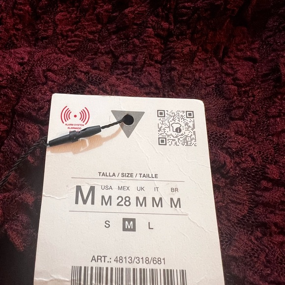 ZARA Burgundy Lace Asymmetrical Hem Midi Dress M NWT Boudoir Dark Romance Whimsy - Picture 15 of 16